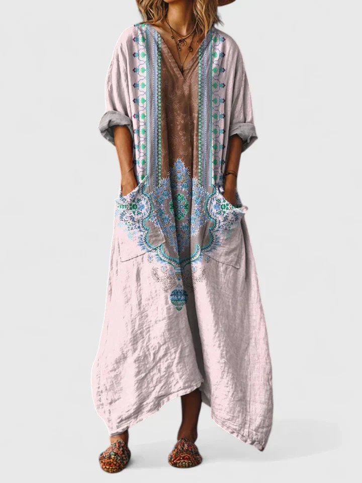 Ovessa | Printed Oversized Relaxed Pocket Maxi Dress