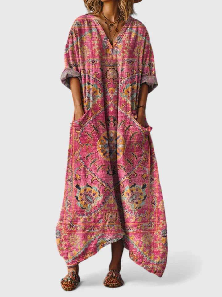 Ovessa | Printed Oversized Relaxed Pocket Maxi Dress