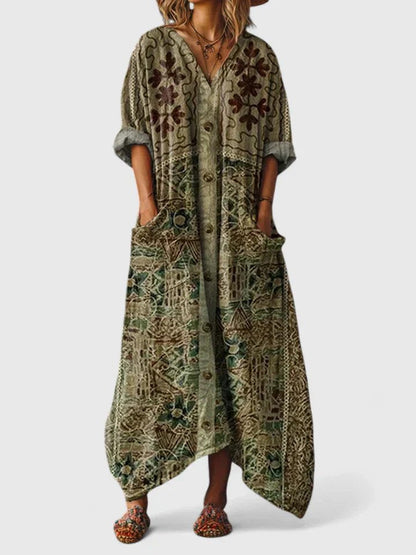 Ovessa | Printed Oversized Relaxed Pocket Maxi Dress