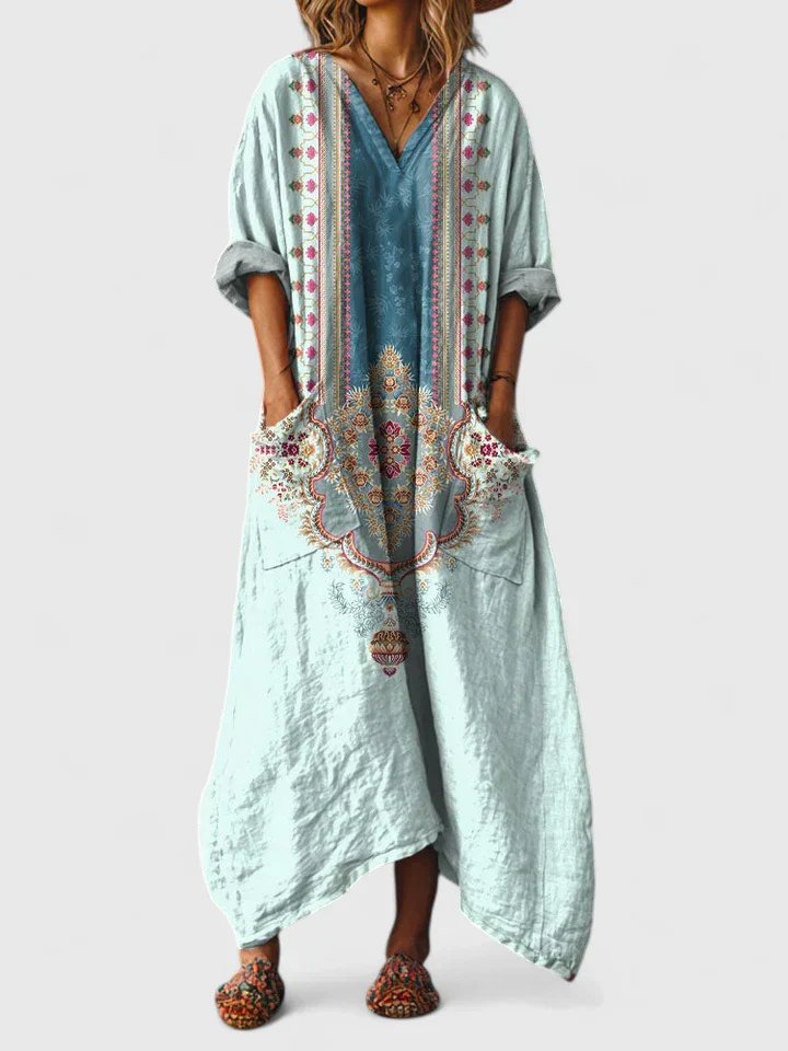 Ovessa | Printed Oversized Relaxed Pocket Maxi Dress