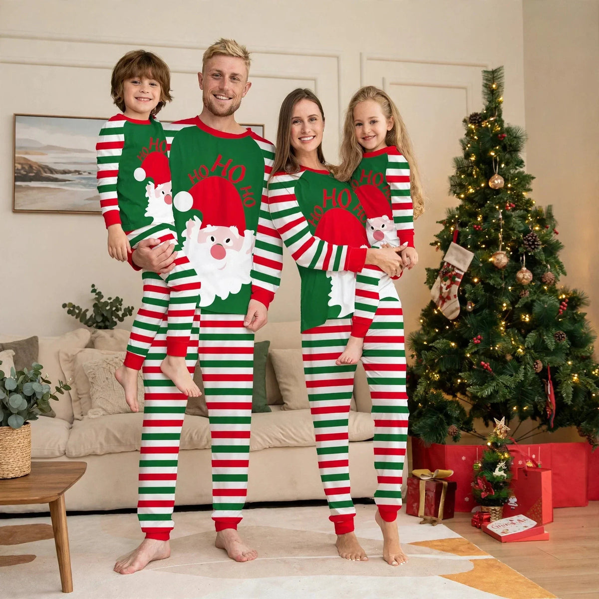 Donner | Christmas Pyjamas Santa Face Striped Trousers