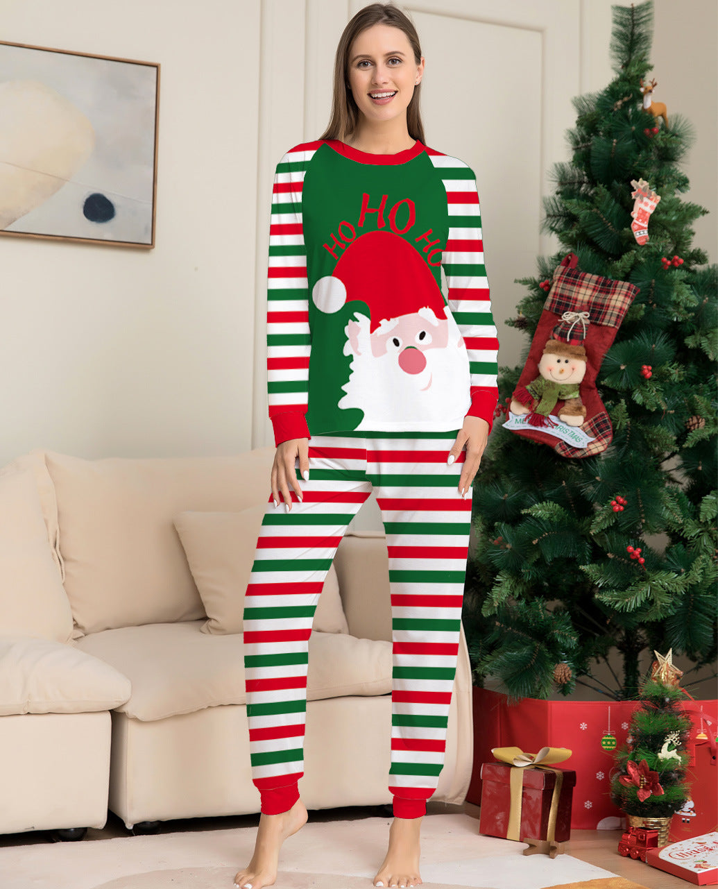 Donner | Christmas Pyjamas Santa Face Striped Trousers
