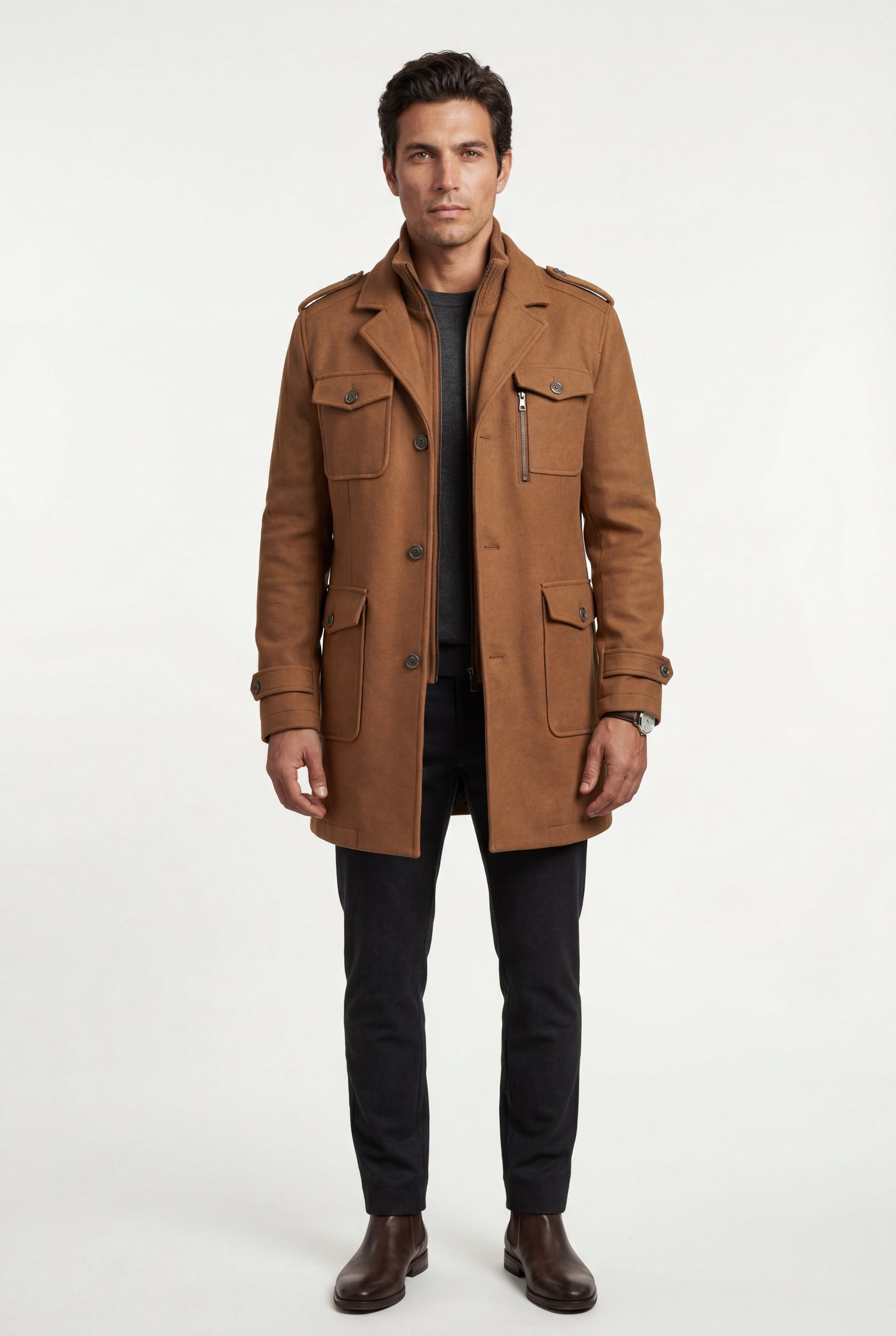 Zane | Men's Slim Fit Tailored Winter Coat, Stand Collar