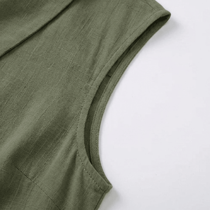Carinda | Sleeveless Collared Button Blouse