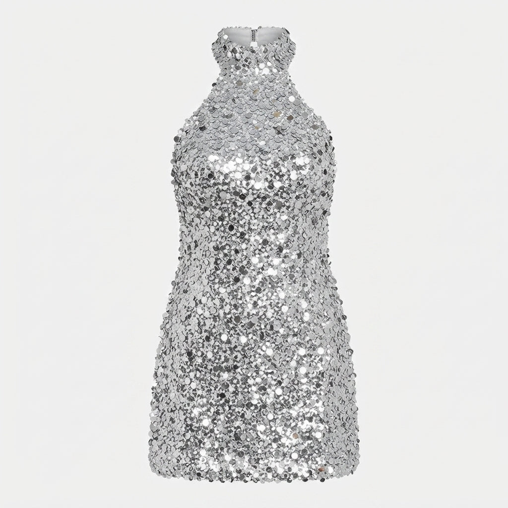 Sequined Halter Cocktail Dress For Women