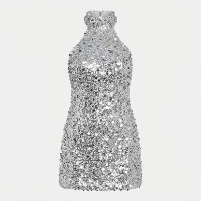 Sequined Halter Cocktail Dress For Women