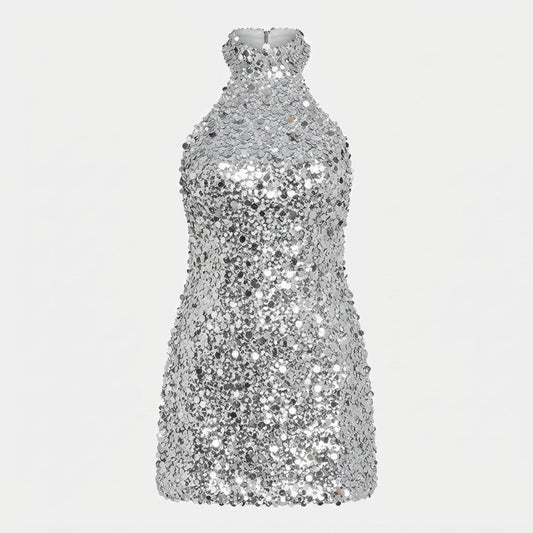 Sequined Halter Cocktail Dress For Women
