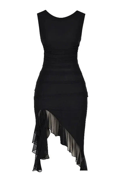 Charlotte | Mesh Ruffle Hem Backless Dress