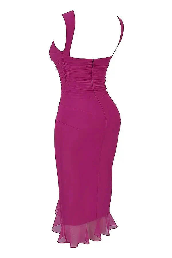 Charlotte | Mesh Ruffle Hem Backless Dress