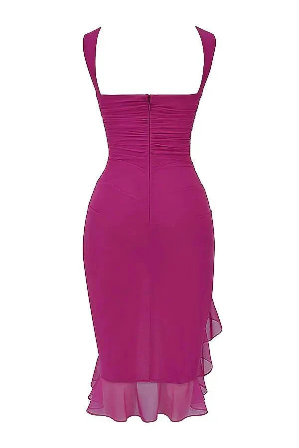 Charlotte | Mesh Ruffle Hem Backless Dress