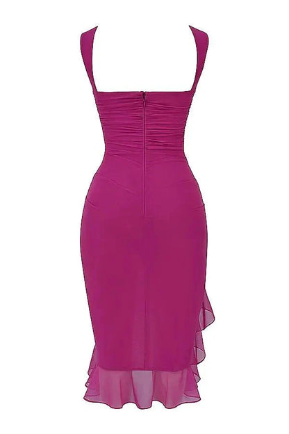 Charlotte | Mesh Ruffle Hem Backless Dress