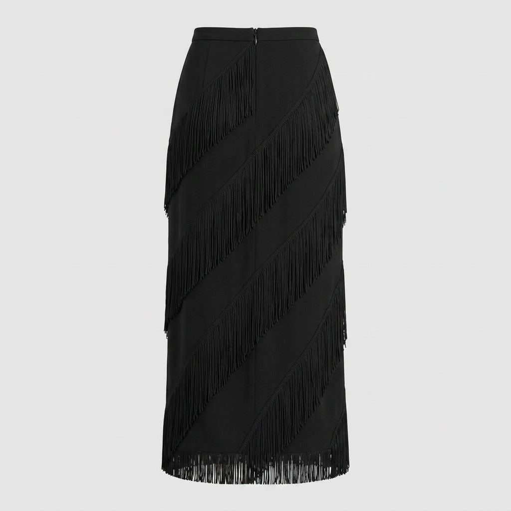 Cintia | Women's Tiered Fringe Maxi Skirt