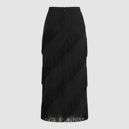 Cintia | Women's Tiered Fringe Maxi Skirt