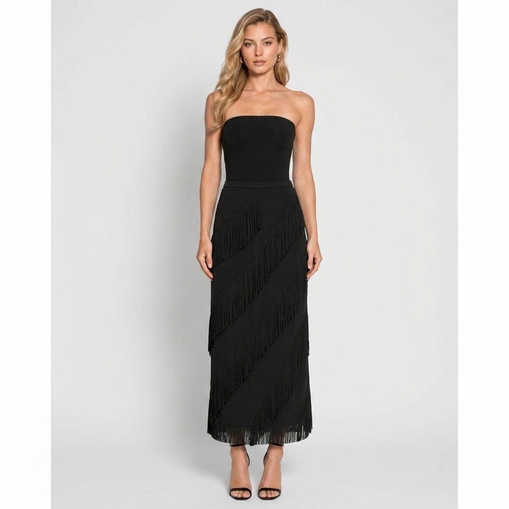 Cintia | Women's Tiered Fringe Maxi Skirt
