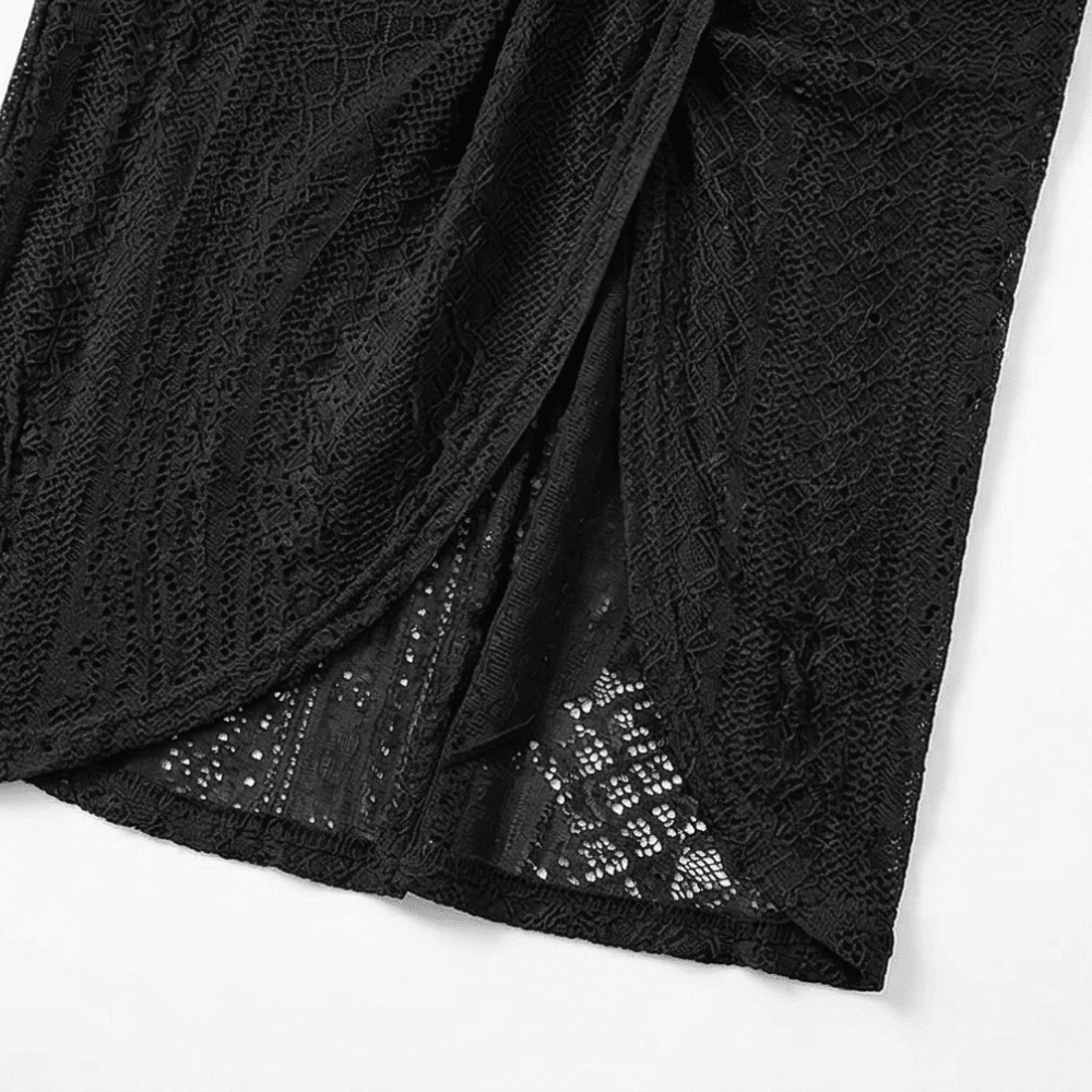 Coralie | Crochet Lace Halter Asymmetric Midi Dress