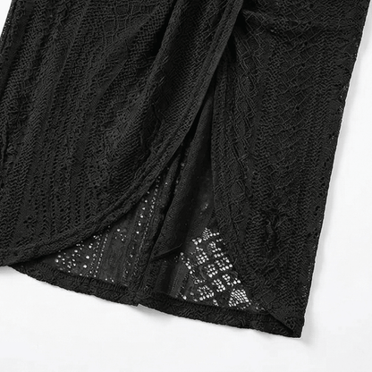 Coralie | Crochet Lace Halter Asymmetric Midi Dress