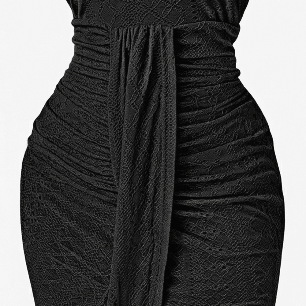 Coralie | Crochet Lace Halter Asymmetric Midi Dress
