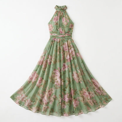 Corenne | Floral Print Halter Maxi Dress