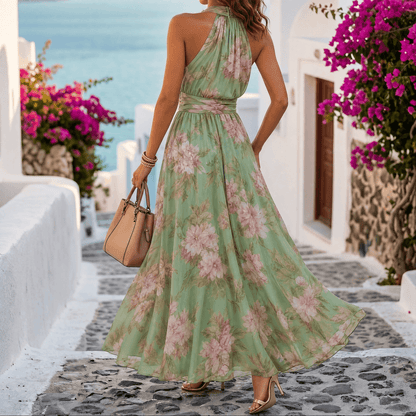Corenne | Floral Print Halter Maxi Dress