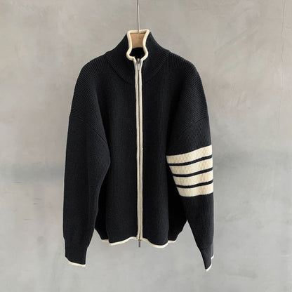 Ryan | Men's Zip-Up Striped Sleeve Sweater