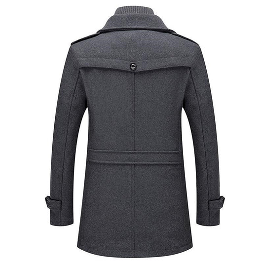 Quentin | Double Breasted Pea Coat Flap Pockets Epaulettes