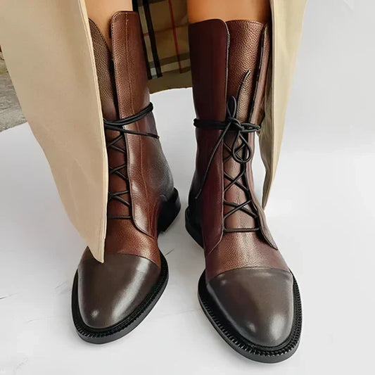 Tatum | Calf Length Lace-Up Boots for Stylish Comfort