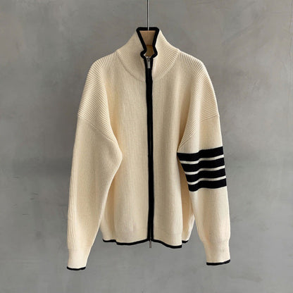 Ryan | Men's Zip-Up Striped Sleeve Sweater