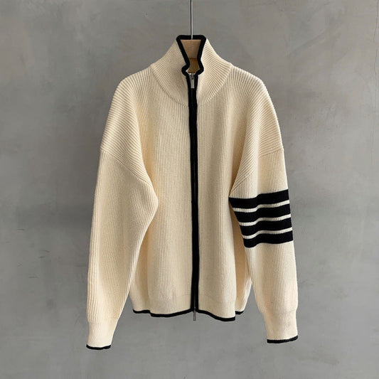 Ryan | Men's Zip-Up Striped Sleeve Sweater