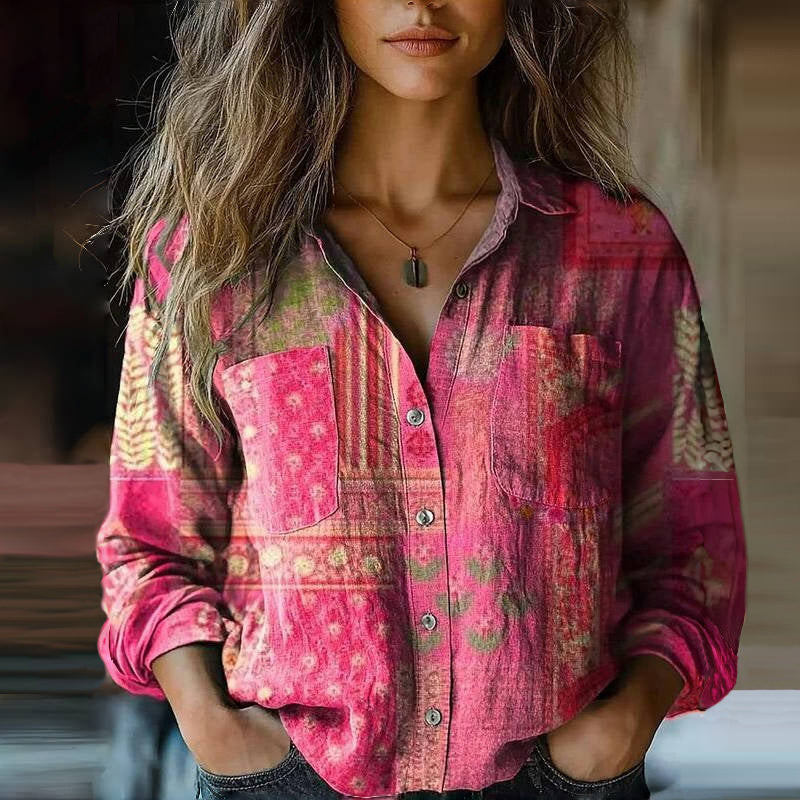Lily | Printed Vintage Long Sleeve Top
