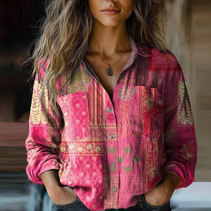 Lily | Printed Vintage Long Sleeve Top