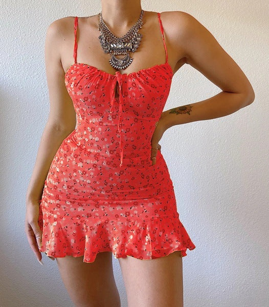 Floral Summer Dress With Ruffle Hem For Women