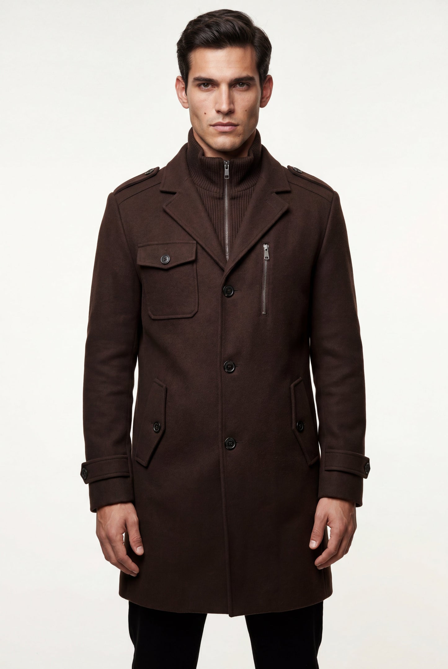 Zane | Men's Slim Fit Tailored Winter Coat, Stand Collar
