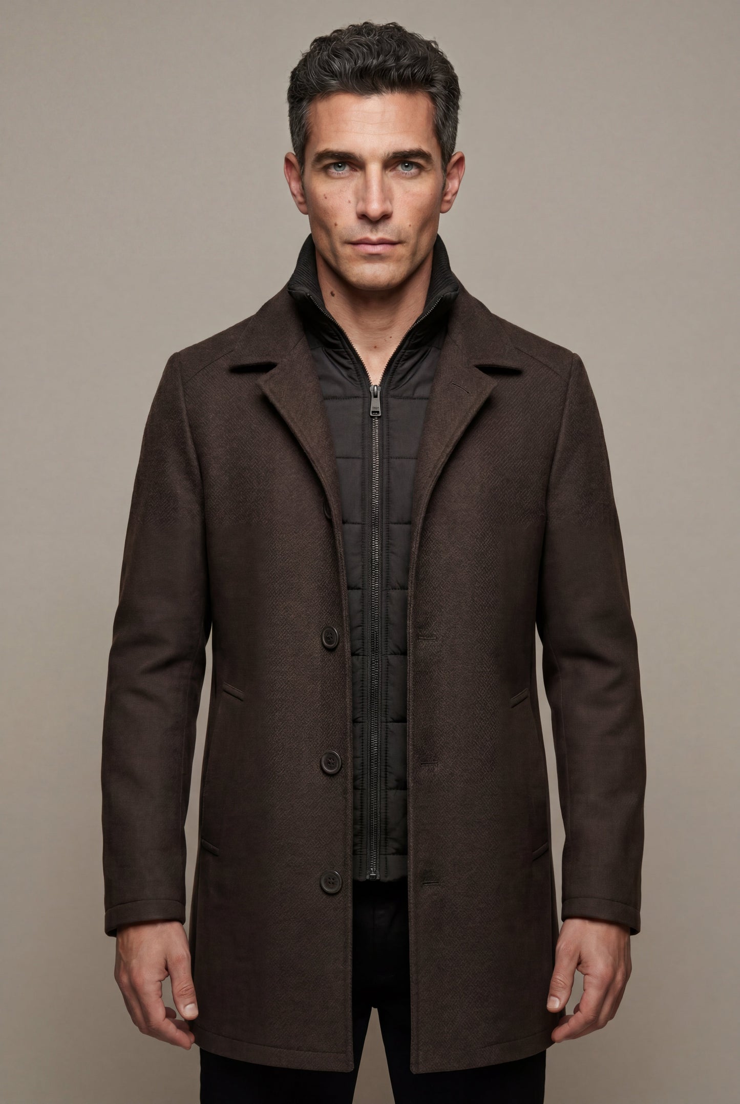 Theo | Men's Tailored Wool-Blend Coat, Notched Lapel