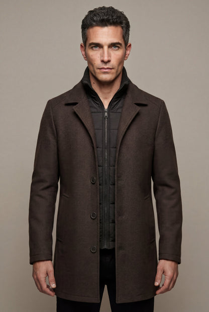 Theo | Men's Tailored Wool-Blend Coat, Notched Lapel