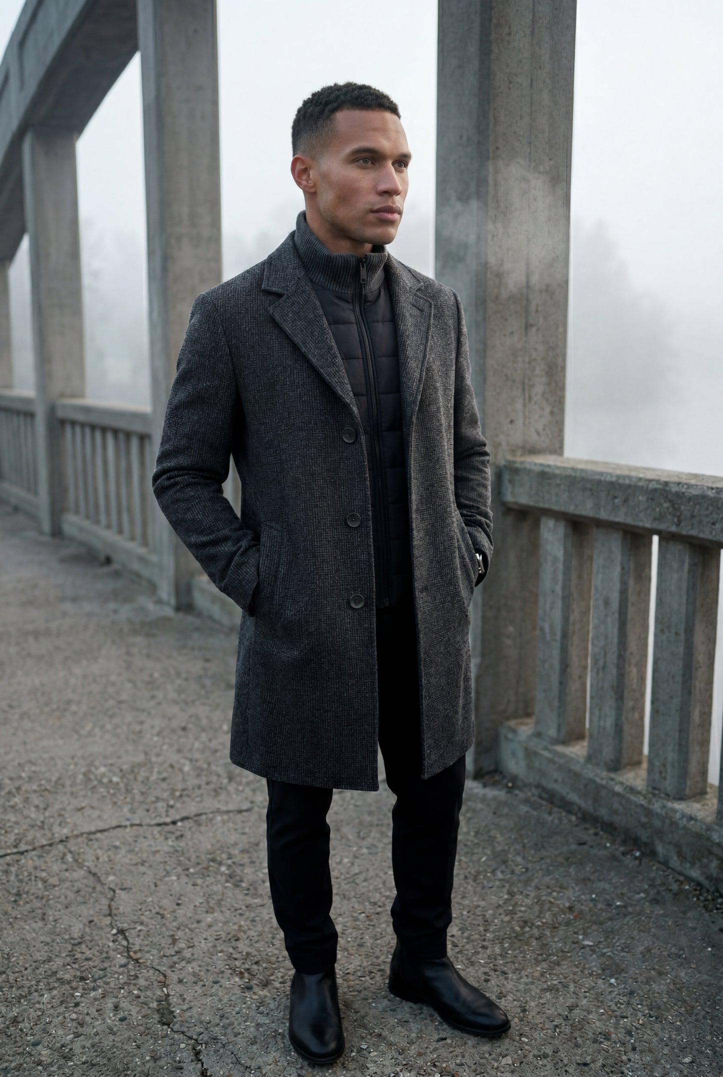 Theo | Men's Tailored Wool-Blend Coat, Notched Lapel