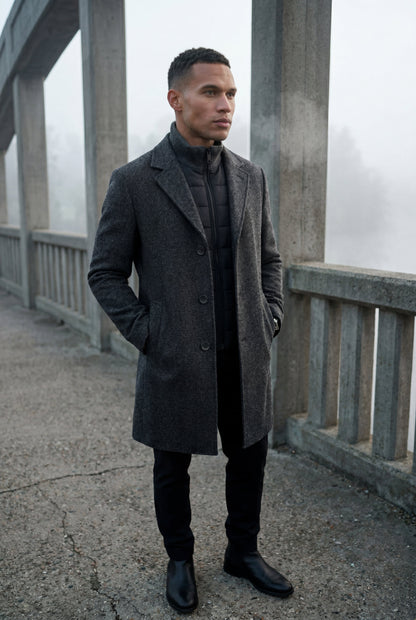 Theo | Men's Tailored Wool-Blend Coat, Notched Lapel