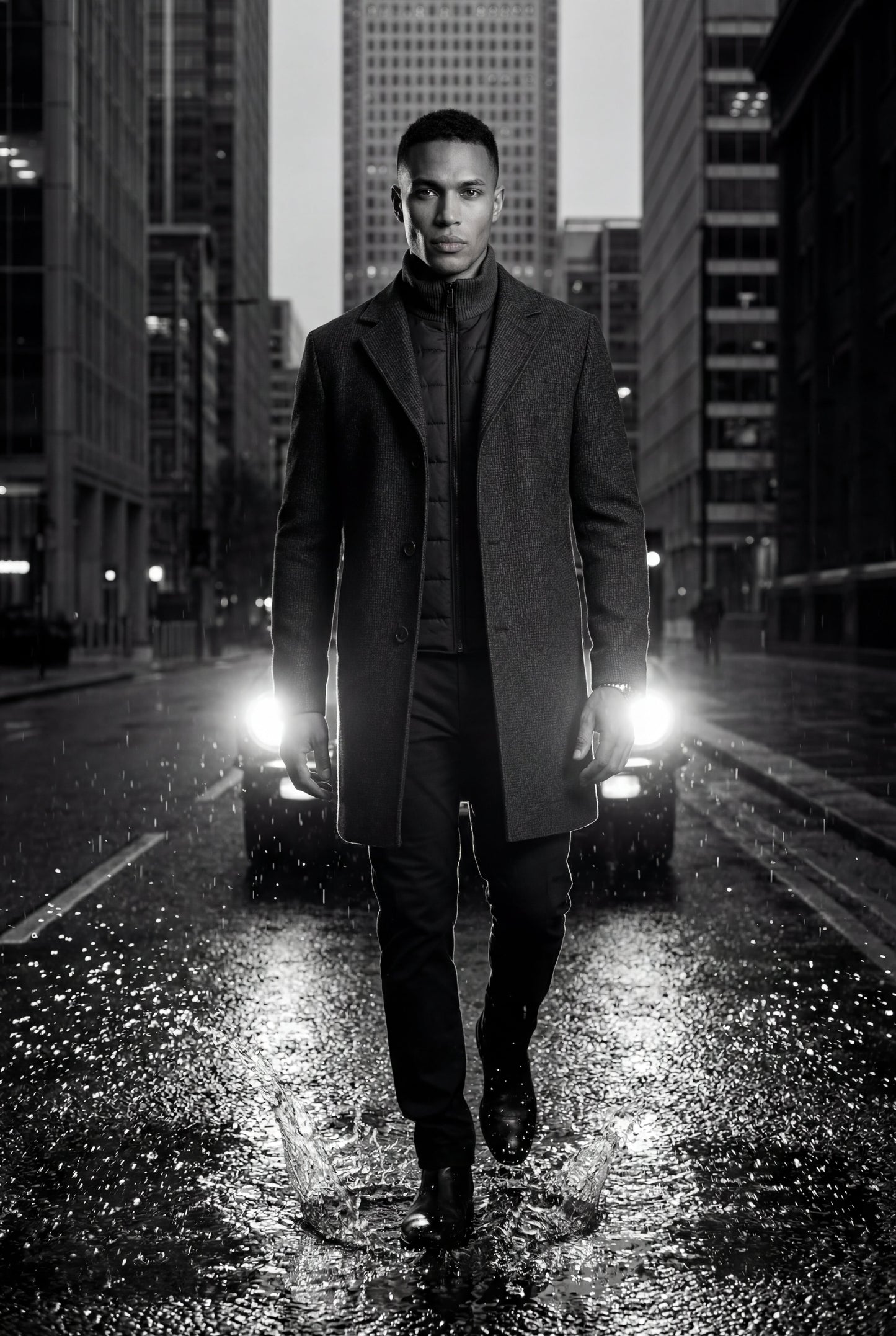 Theo | Men's Tailored Wool-Blend Coat, Notched Lapel