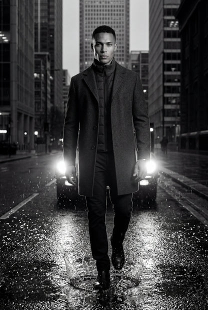 Theo | Men's Tailored Wool-Blend Coat, Notched Lapel