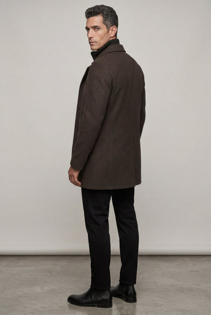Theo | Men's Tailored Wool-Blend Coat, Notched Lapel