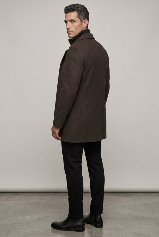 Theo | Men's Tailored Wool-Blend Coat, Notched Lapel