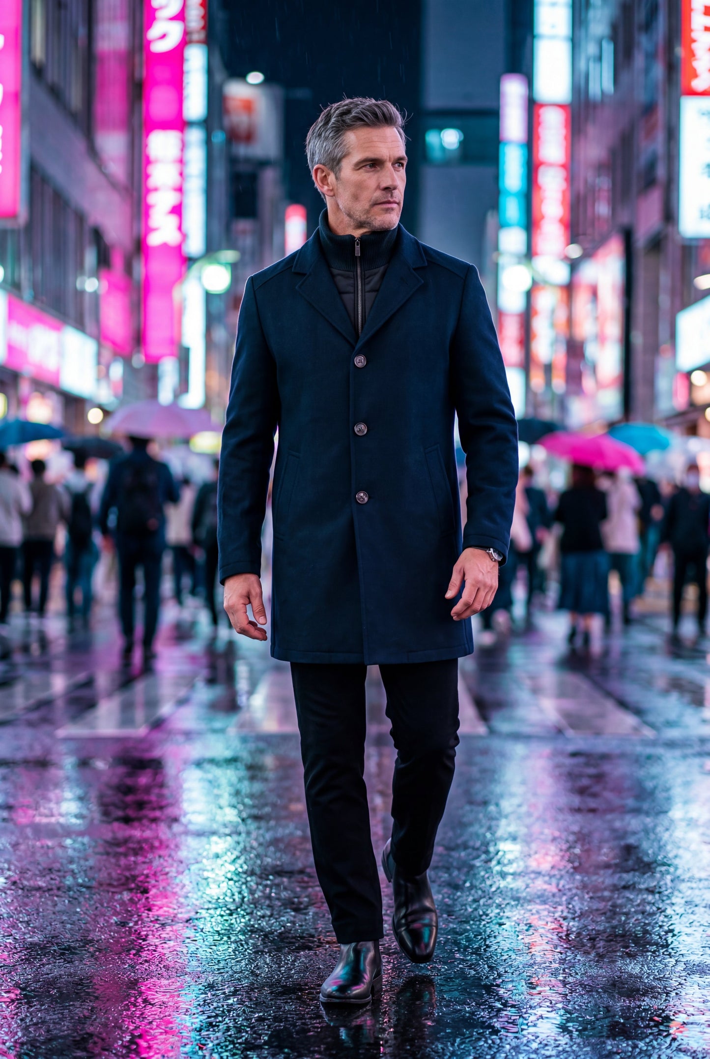 Theo | Men's Tailored Wool-Blend Coat, Notched Lapel