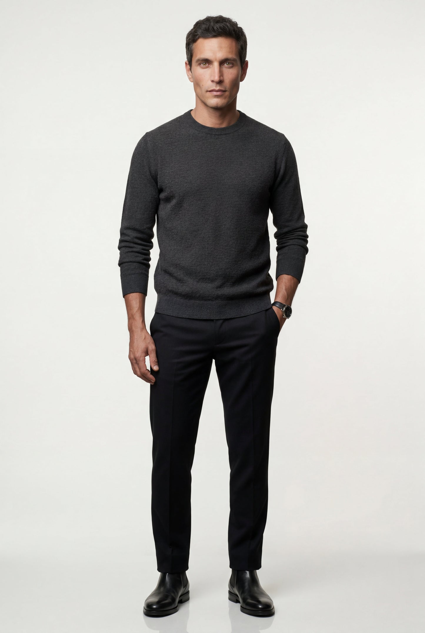 Flynn | Men's Classic Crewneck Sweater, Fine Knit