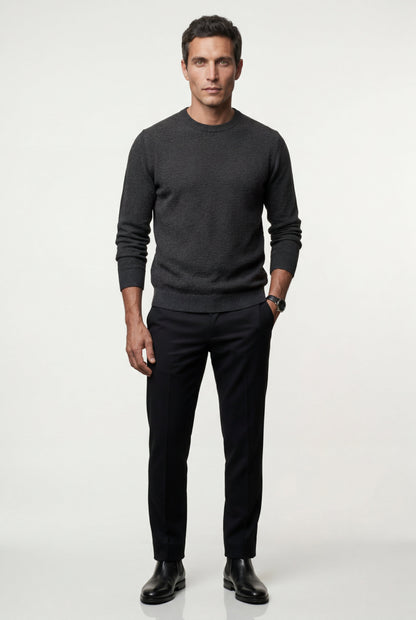 Flynn | Men's Classic Crewneck Sweater, Fine Knit