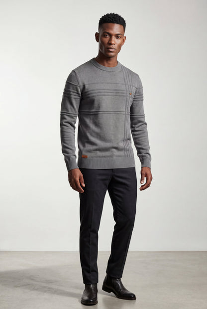 Bram | Men's Structured Crewneck Sweater, Textured Knit