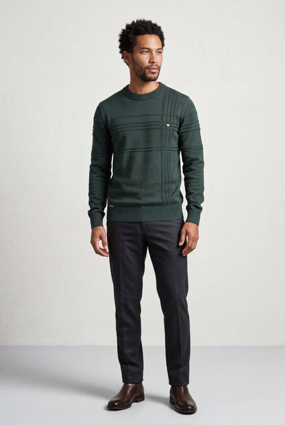 Bram | Men's Structured Crewneck Sweater, Textured Knit