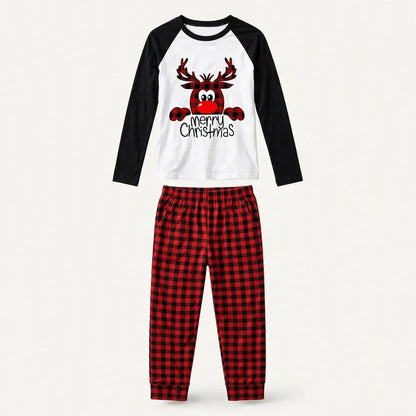 Caramel | Christmas Pyjamas Reindeer Top Checked Trousers