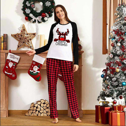 Caramel | Christmas Pyjamas Reindeer Top Checked Trousers