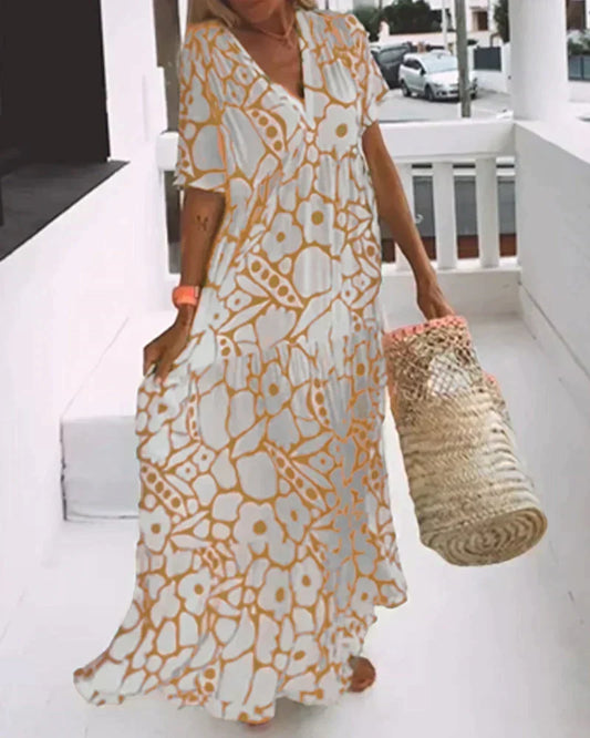 Thalia | Flutter Sleeve Tiered Floral Maxi Dress