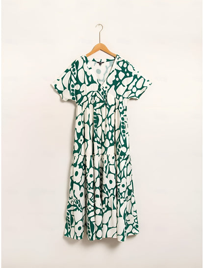 Thalia | Flutter Sleeve Tiered Floral Maxi Dress