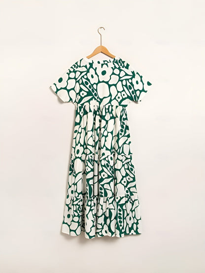Thalia | Flutter Sleeve Tiered Floral Maxi Dress